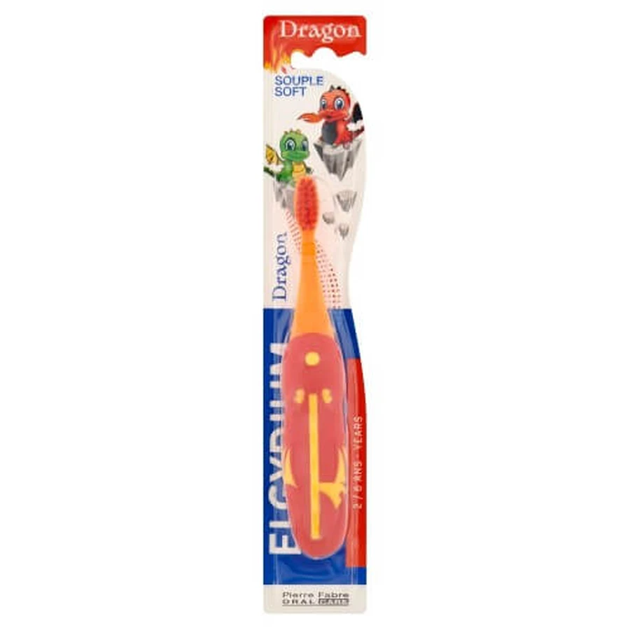 Elgydium Dragon Souple Zachte Tandenborstel voor kinderen 2-6 jaar zacht, 1 st.