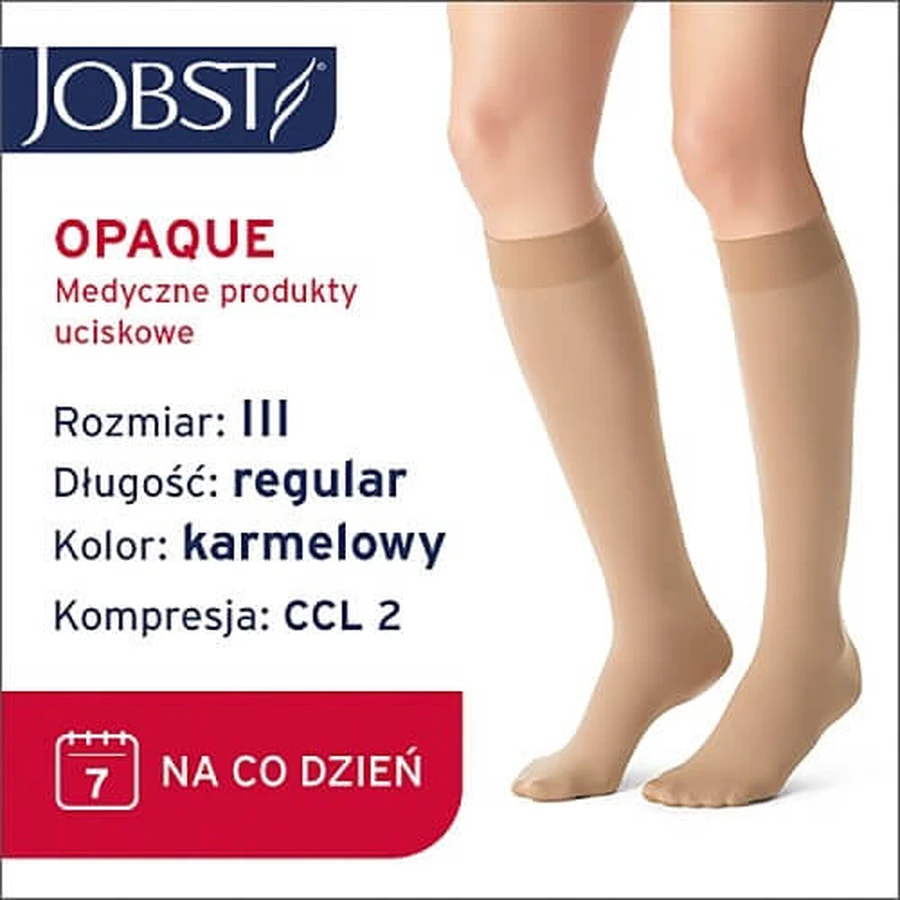 JOBST OPAQUE podkolanówki uciskowe długie CCL2 karmelowy, rozmiar 3 ZP: ceny i cechy
