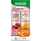 Health Aid Vitamina C Vitamina para el apoyo inmunológico, la piel y la acción antioxidante 500mg Arándano 2 x 10 comprimidos efervescentes
