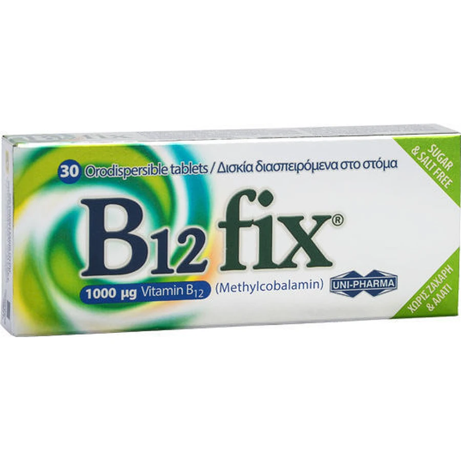 UNI-PHARMA B12 vaste vitamine voor de gezondheid van het zenuwstelsel 1000mg 30 tabletten