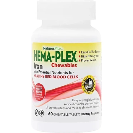 Nature's Plus Fier 85 mg 60 Comprimate 60 Tablete masticabile Fructe de Pădure Amestecate