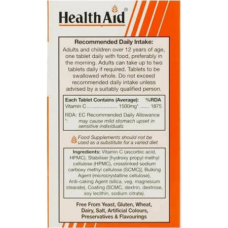 Health Aid Vitamine C Bioflavonoïden 1500mg 30 tabs Vitamine voor immuunversterking, huid & antioxidant werking 1500mg 30 x 1 tabletten