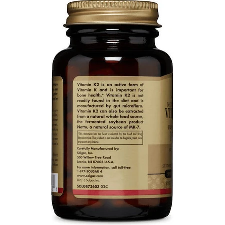 Solgar Vitamine K2 (MK-7) 100mcg Vitamine pour la santé des oiseaux 100mcg 50 gélules végétales