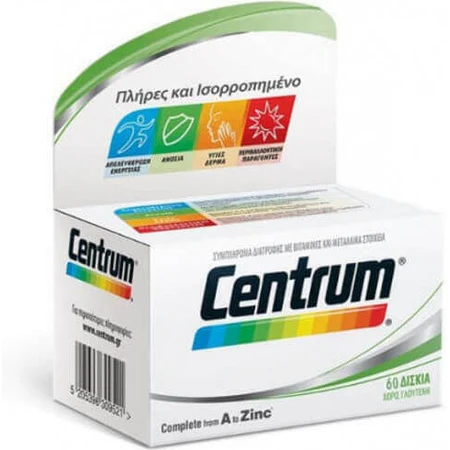 Centrum Complete A-Zink Multivitamine voor energie en huid 60 tabletten