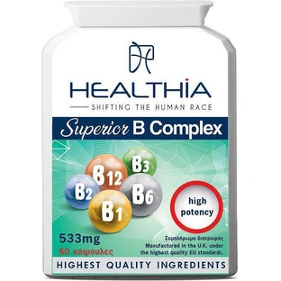Healthia Superieur B-vitaminecomplex voor energie, immuunsysteem en versterking van het zenuwstelsel 533mg vitaminen 60 capsules