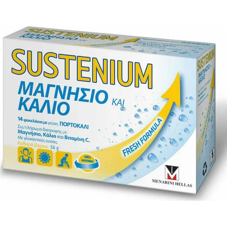 Menarini Sustenium Magnesium & Kalium 14 sachets met sinaasappelsmaak