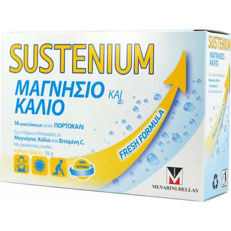 Menarini Sustenium Magnesium & Kalium 14 sachets met sinaasappelsmaak