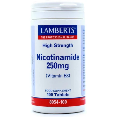 Lamberts Nicotinamide Vitamine voor de gezondheid van het zenuwstelsel 250mg 100 tabletten