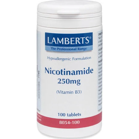 Lamberts Nicotinamide Vitamine voor de gezondheid van het zenuwstelsel 250mg 100 tabletten