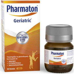 Pharmaton Geriatric with Ginseng G115 Multivitamin for Energy, Immune & Nervous System Strengthening 30 Tablets