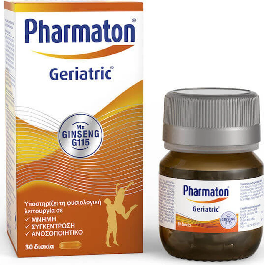 Pharmaton Geriatric with Ginseng G115 Multivitamin for Energy, Immune & Nervous System Strengthening 30 Tablets