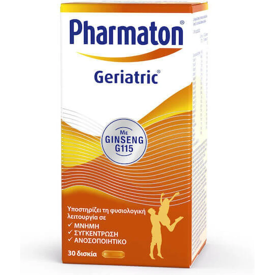 Pharmaton Geriatric with Ginseng G115 Multivitamin for Energy, Immune & Nervous System Strengthening 30 Tablets
