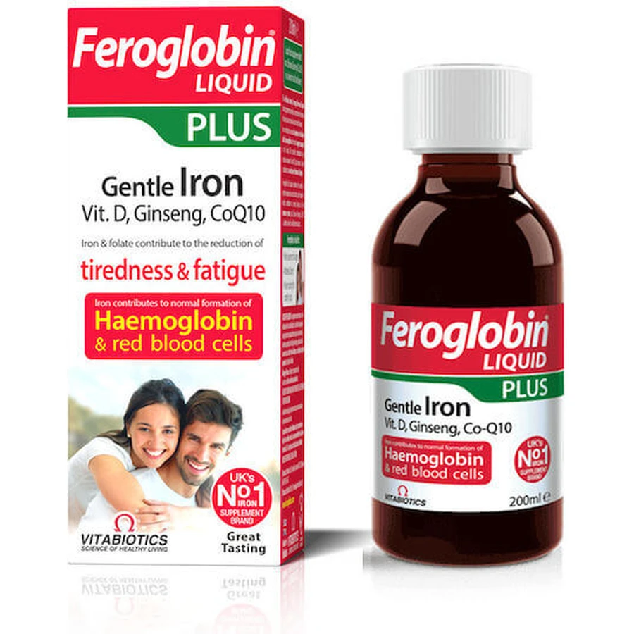Vitabiotics Feroglobin Liquid Plus Liquid Iron, Vit D, Ginseng, CoQ10 Energy