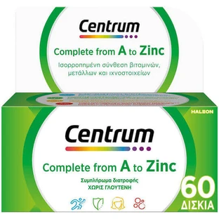 Centrum Complete De la A al Zinc Multivitamínico Con Vitaminas y Minerales para Fortalecer la Energía y el Sistema Inmunitario 60 Comprimidos