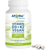 Aportha Vitamine D3 + K2 200 Vegan Vitamine voor Versterking Immuunsysteem & Eiergezondheid 5iu 120 caps