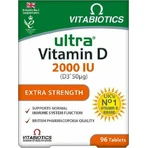 Vitabiotics Ultra Vitamin D D3 Vitamin zur Unterstützung des Immunsystems und der Gesundheit der Eier 2000iu 50mg 96 Tabletten