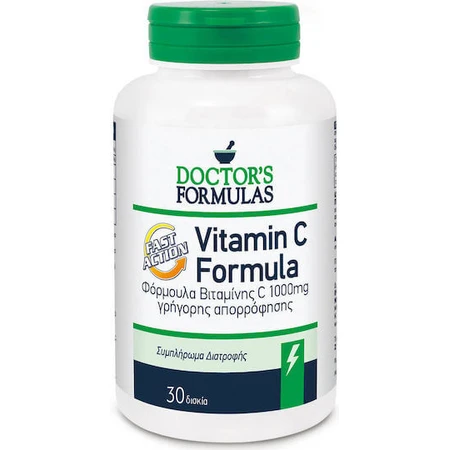 Doctor's Formulas Vitamine C Fast Action 1000mg Vitamine voor ondersteuning van het immuunsysteem, de huid en antioxidanten 1000mg 30 tabletten