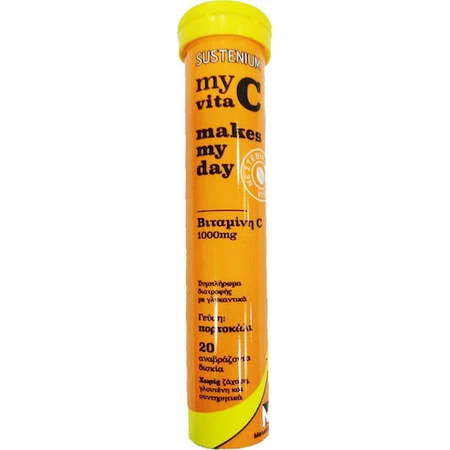 Menarini Sustenium My Vita C Makes My Day Vitamin for Immune Strengthening, Skin & Antioxidant Action 1000mg Orange 20 tabs of ef