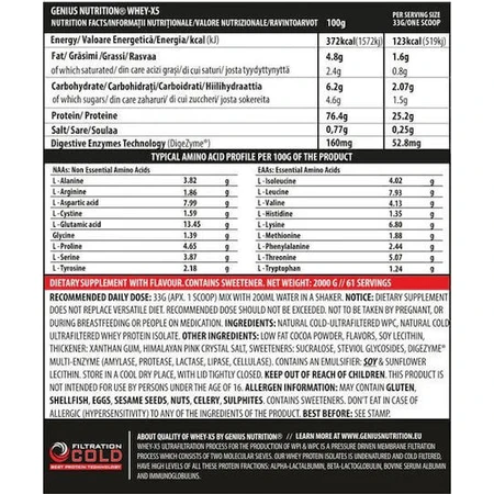 Genius Nutrition Whey-X5 Proteină Din Zer cu Aromă Ciocolată Caramel 2kg