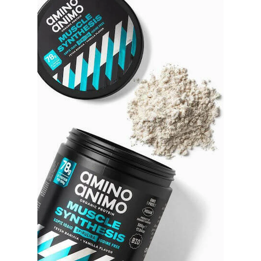 Physis Laboratory Amino Animo Muscle Synthesis Organic Fără Gluten & Lactoză cu Aromă Vanilie 500gr