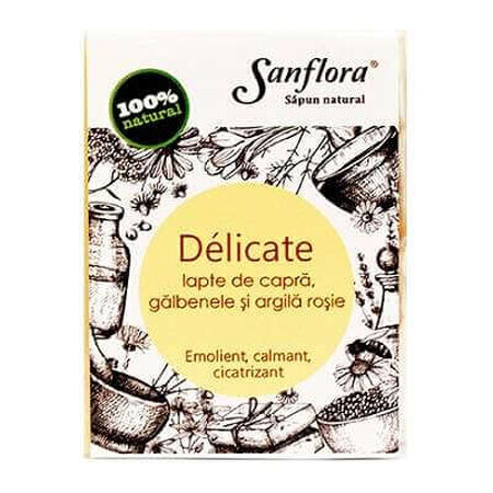 Sapun delicat cu lapte de capra, galbenele, argila rosie, 100 g, Sanflora