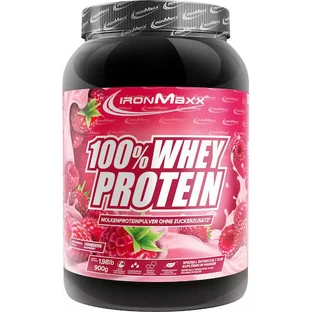 IronMaxx 100% Whey Protein Proteină Din Zer cu Aromă Raspberry 900gr