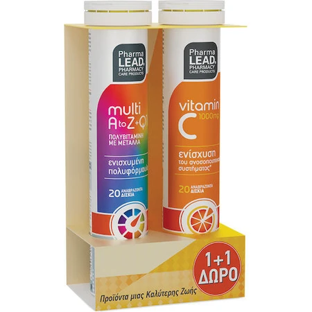 Pharmalead Multi+ A-Z & Q10 Multivitamin 20 Tabletten eff. und Vitamin C 1000mg 20 Tabletten eff. für Energy Multiflavours