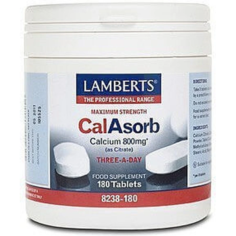 Lamberts CalAsorb Maximum Strength Calcium (as Citrate) Plus Vitamin D3 800mg 180 Tablets