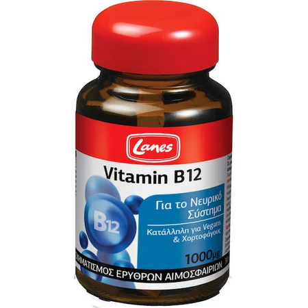 Lanes Vitamine B12 Vitamine voor de gezondheid van het zenuwstelsel 1000mg 30 x 1 sublinguale tabletten
