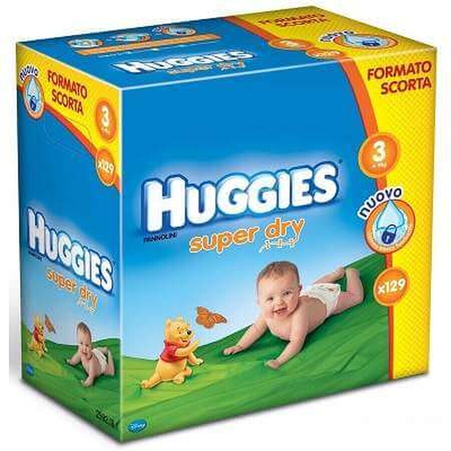 Scutece - Super Dry, nr. 3, 4-9 kg, 129 bucăți, Huggies