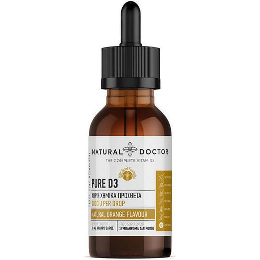 Natural Doctor Pure D3 Vitamina pentru Întărirea Sistemului Imunitar & Sănătatea Oaselor 2000iu 30ml
