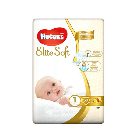 Luiers Elite Soft Nr. 1, 3-5 kg, 50 stuks, Huggies