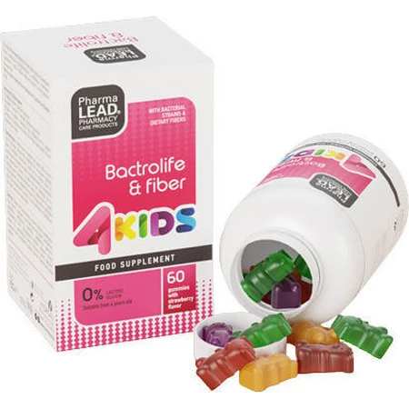 Pharmalead Bactrolife & Fibre 4kids Probióticos 60 caramelos de gelatina de fresa