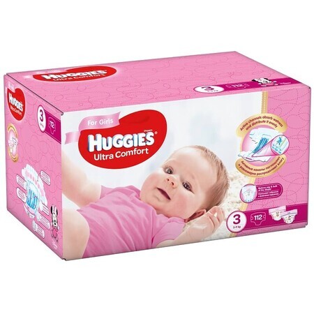 Scutece Girl Ultra Comfort Nr. 3, 5 -9 Kg, 112 bucăți, Huggies