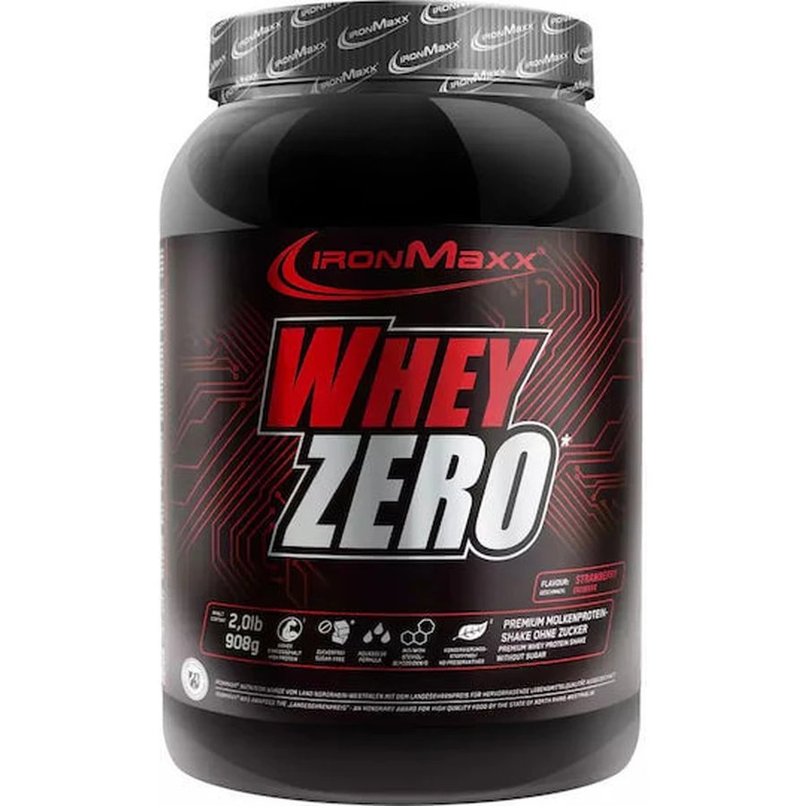 IronMaxx Whey Zero Whey Organic Whey Protein avec arôme de fraise 908gr