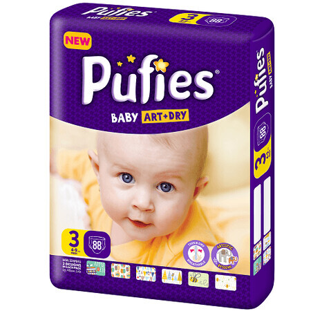 Scutece nr.3 Pufies Baby Art, 4-9Kg, 88buc, Ficosota Sintez