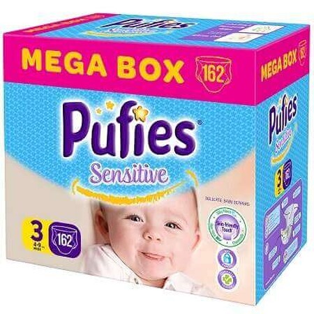 Scutece nr.3 Pufies Baby Sensitive Mega Box, 4-9 kg, 162 buc, Ficosota Sintez