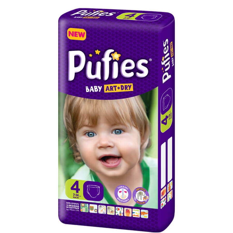 Scutece nr.4 Pufies Baby Art Dry, 7-14Kg, 74buc, Ficosota Sintez