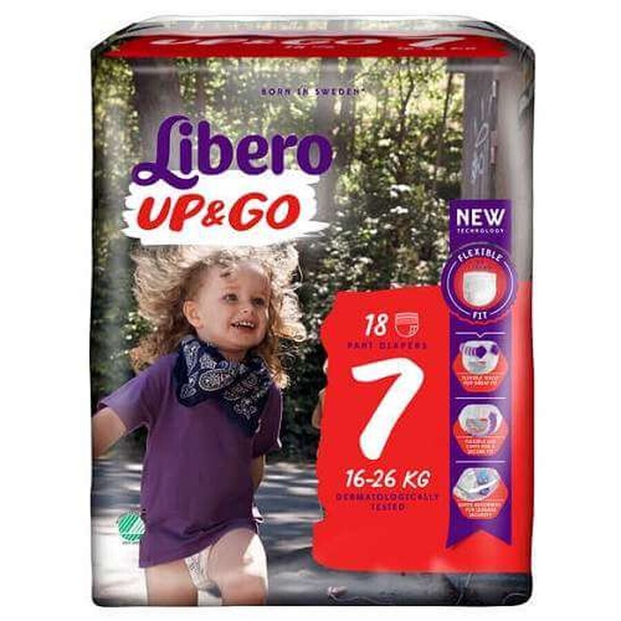 Scutece Nr.7 Up&Go, 16-26 kg, 18 bucăți, Libero