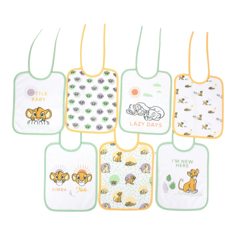 Double Layered Bibs 7 Count - Simba the Lion Disney Baby