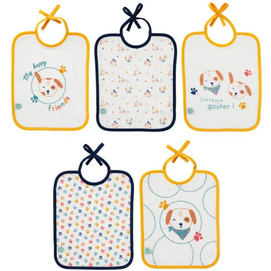 Set van 5 Slabbetjes 20X25cm - Toutou Babycalin