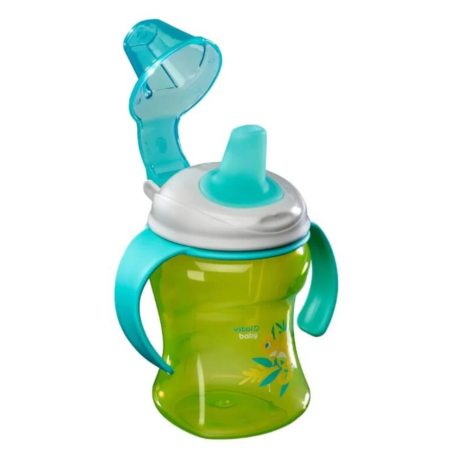 Makkelijke drinkbeker met afneembare handgrepen 260 ml. Groen Vitaal Baby