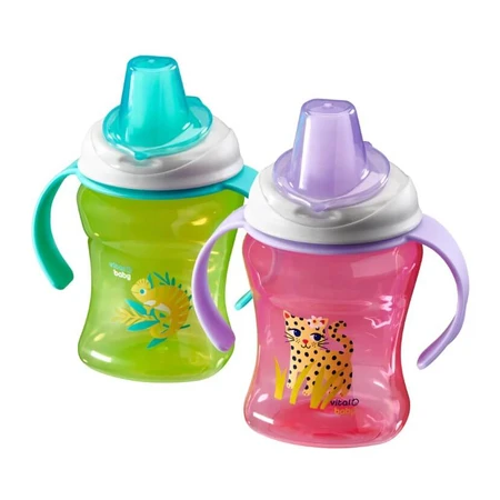 Gemakkelijke drinkbeker met afneembare handgrepen 260 ml. Paars Vitaal Baby