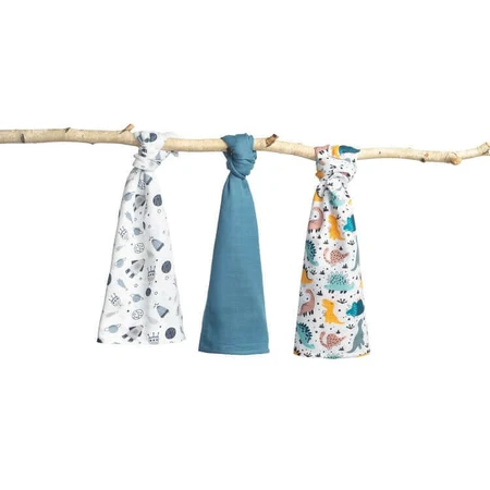 Muslin Nappies 3 Count Blue 70x80cm