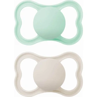 Mam Supreme Silicone Soothers Peppermint/Ivory for 6-16 months 2pcs