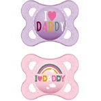 Mam 115S Orthodontic Silicone Pacifiers I Love Daddy Rainbow - Mov-Roz for 2-6 months 2pcs