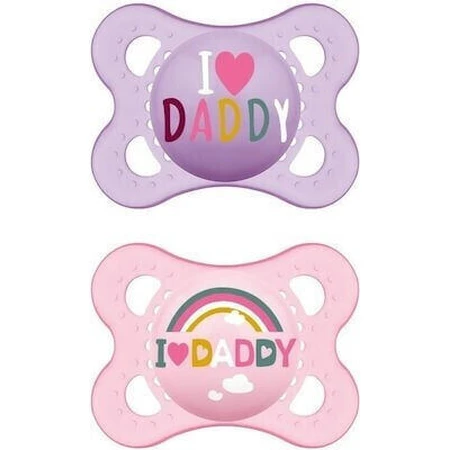 Mam 115S Orthodontic Silicone Pacifiers I Love Daddy Rainbow - Mov-Roz for 2-6 months 2pcs