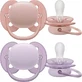 Philips Ultra Zachte Siliconen Fopspeen met Ultra Zachte Hoes - Roze / Paars voor 0-6 maanden 2st