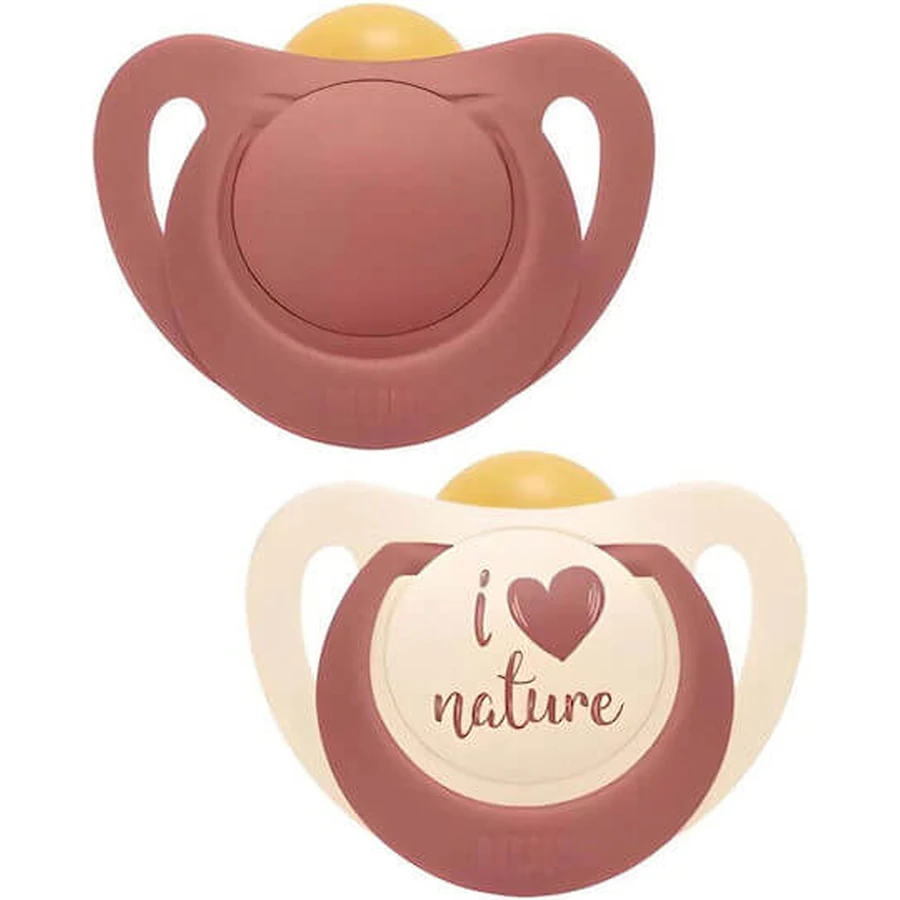 Nuk Nature Suzete ortodontice Cauciuc Natură - Roșu pentru 18-36 luni 2buc