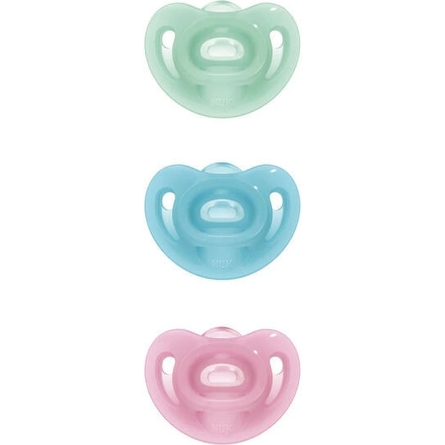 Nuk Sensitive Silicone Orthodontische Fopspeen met Hoes Lichtblauw voor 0-6 maanden